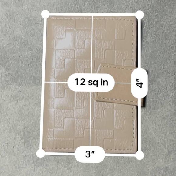 Vintage Cowhide Leather Snap Closure Key Holder Wallet Beige Geometric Embossed - Picture 6 of 10